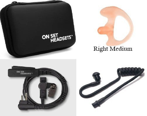 On Set Headsets 4 PC set: FilmPRO Surveillance Headset, Tubeez, Ear Piece, Case