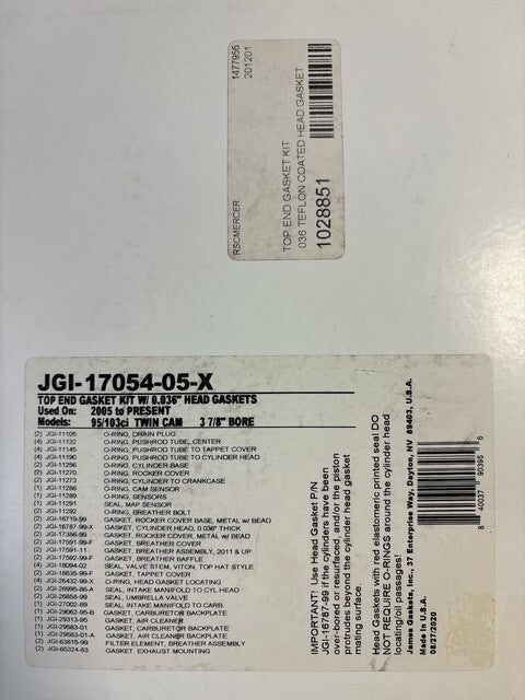 James Gasket Top End Gasket Kit W/0.036" Teflon Coated Head Gaskets