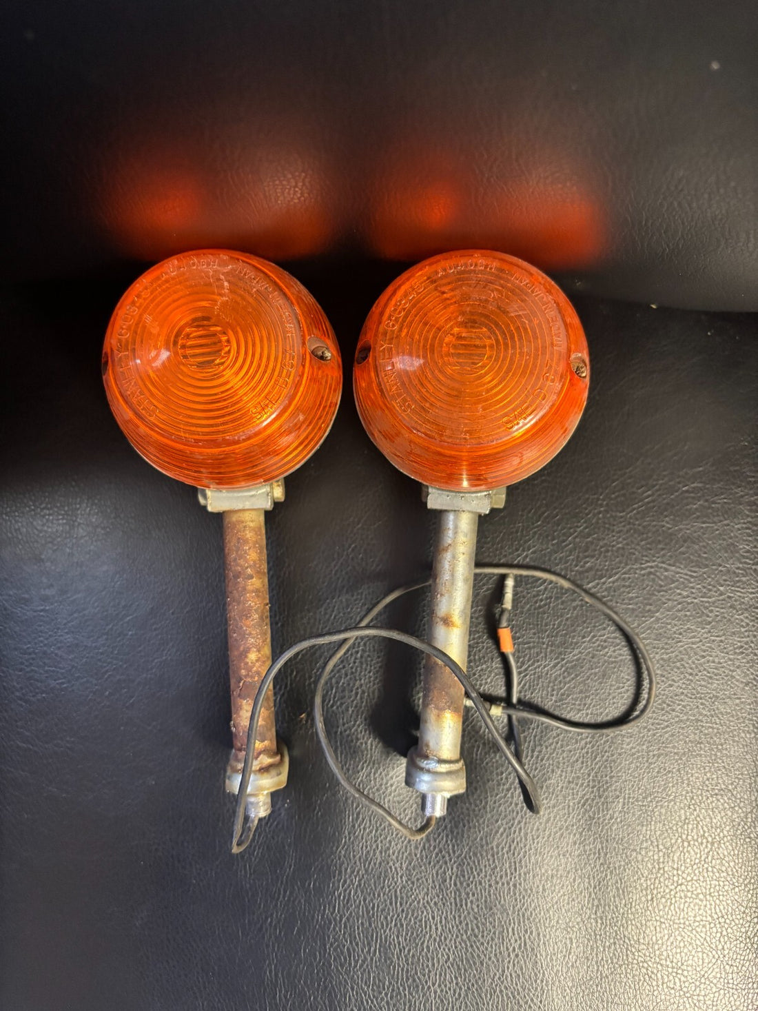 2 Stanley 6 0345 1970s Honda Motorcycle Amber SAE D67 Turn Signals Japan Rat Rod