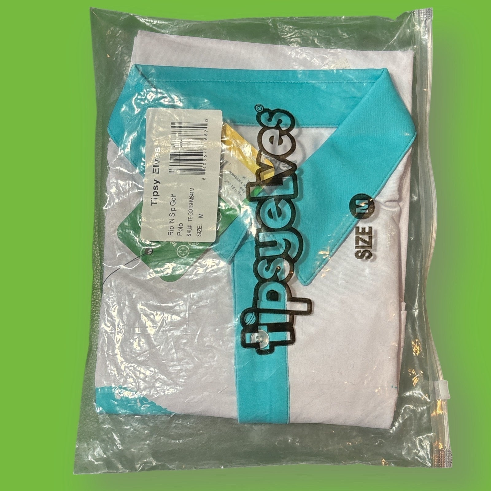 Tipseyelves Rip 'N Sip Golf Polo - Men's - MEDIUM- NWT