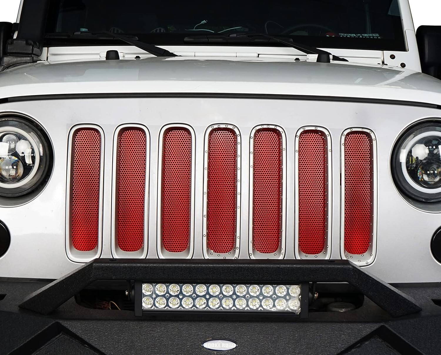 HOOKE ROAD MMR.22339 RED FRONT GRILLE MESH INSERT, WRANGLER JK 2007-2018 NEW