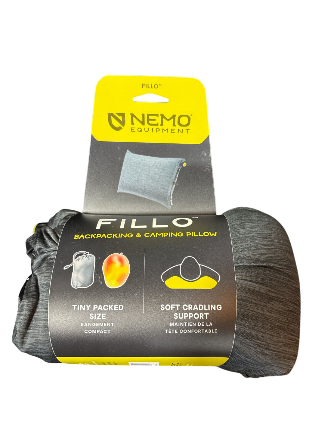 NEMO Equipment Fillo Backpacking & Camping Pillow - Black Pearl/Birch Bud - NEW
