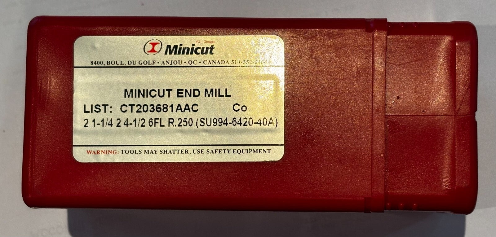 MINICUT END MILL CT203681AAC 2" 1-1/4 2" 4-1/2 R.25 6FL