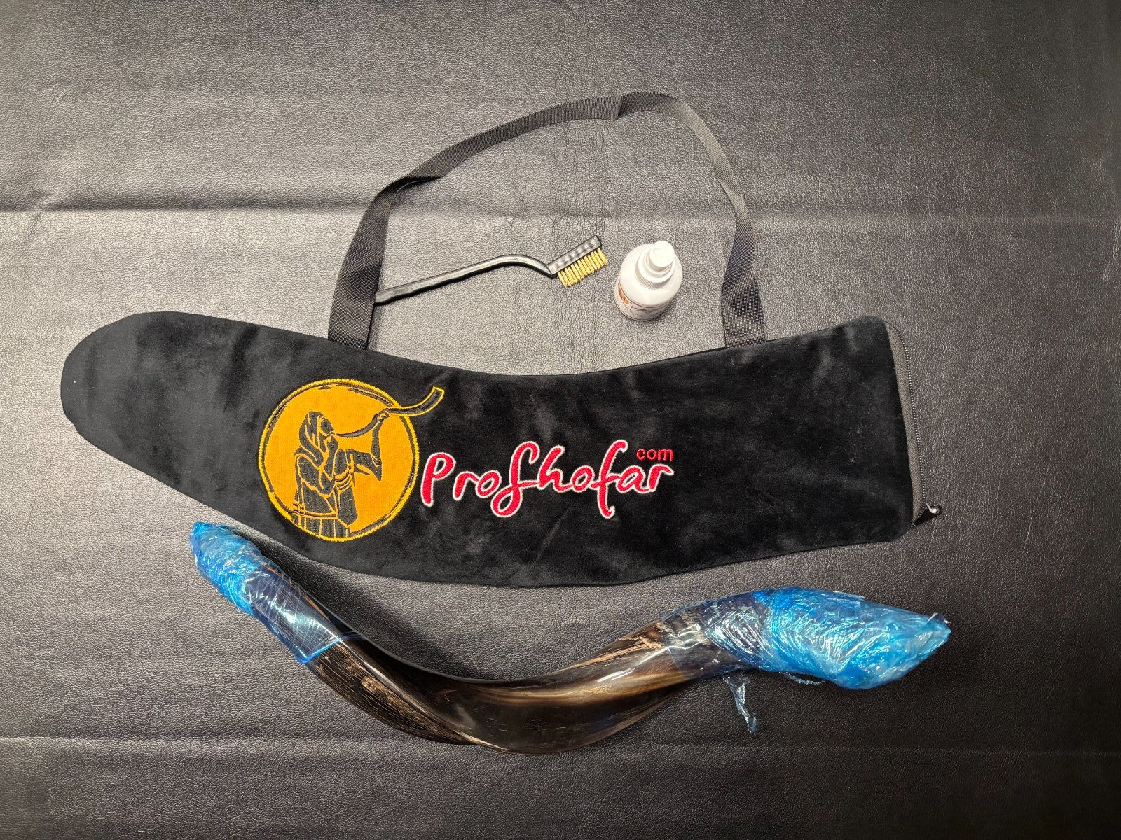 Pro Shofar Horn - 18" with Velvet Bag, Brush & Anti Odor Spray - from Isreal