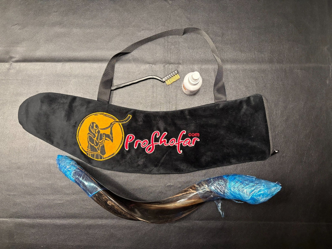 Pro Shofar Horn - 18" with Velvet Bag, Brush & Anti Odor Spray - from Isreal