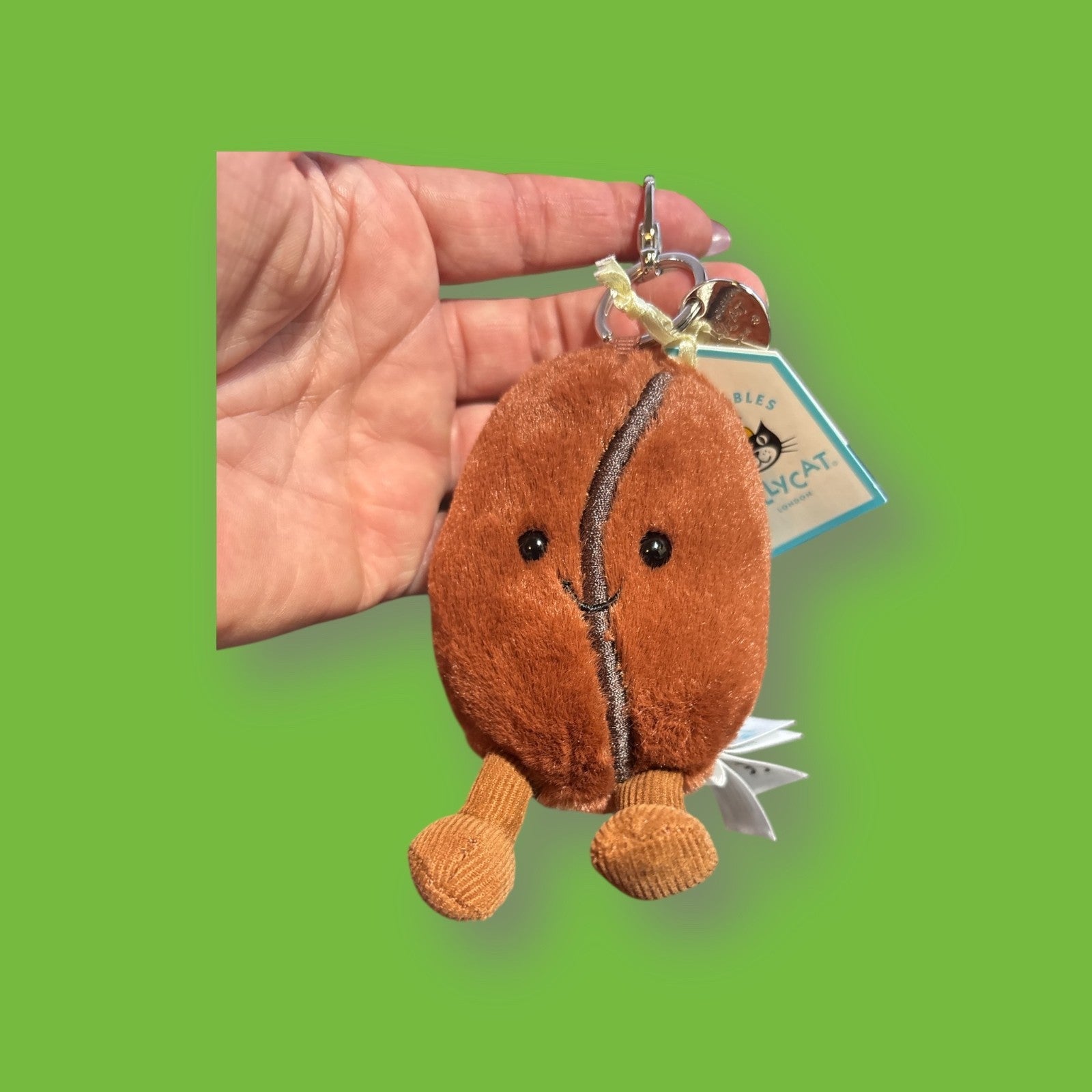 Jellycat Amuseables Coffee Bean Bag Charm/Key Chain - AUTHENTIC - NWT