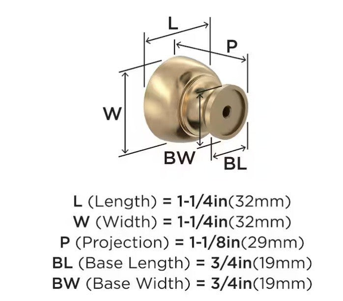 Amerock BP37022CZ Chalice 1-1/4 in. Champagne Bronze Cabinet Knob 10 PACK