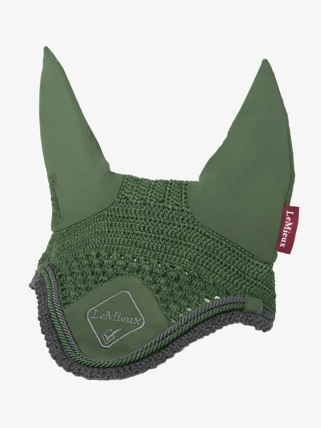 Horse Cap - LeMieux Classic Fly Hood - Hunter Green/Dark Grey LARGE - NWT