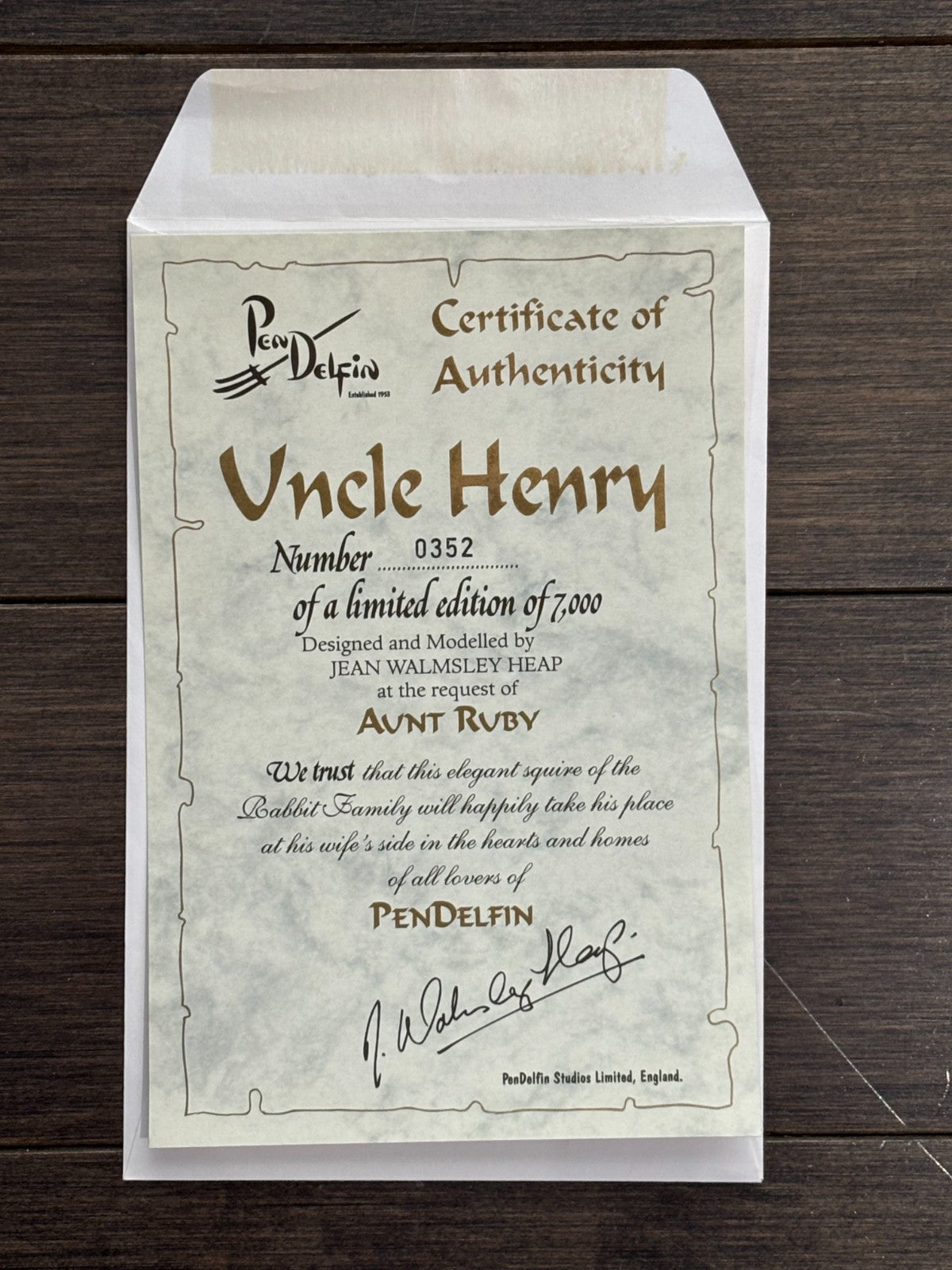 Vintage Pendelfin Limited EDITION "UNCLE HENRY" MINT #352 ORIG BOX H/P ENGLAND