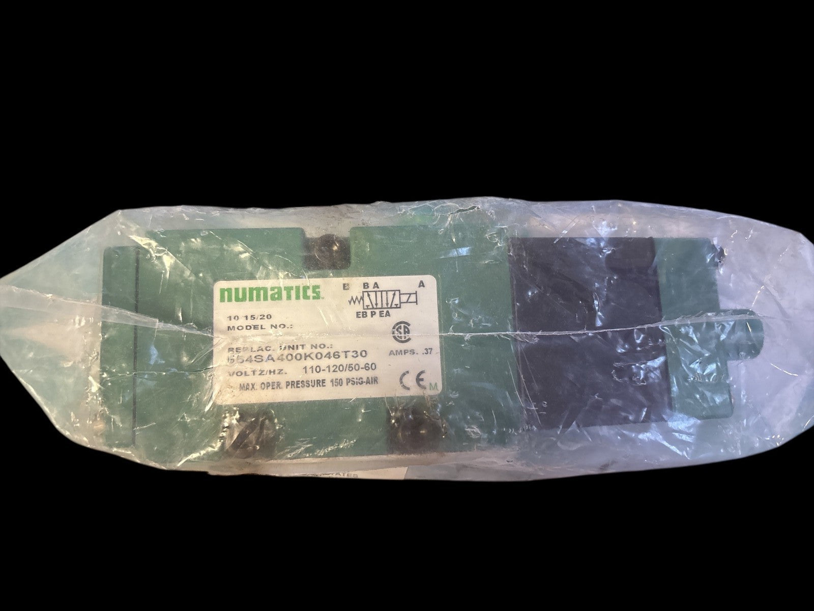 Numatics 554SA400K046T30 Solenoid Valve 110-120/50-60 150psig - NEW