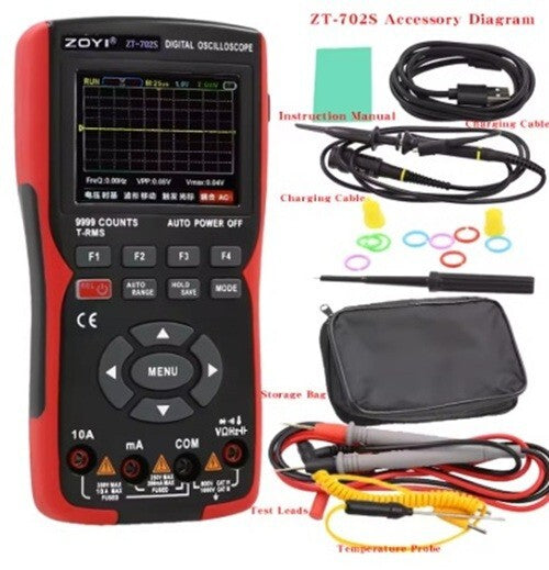 ZOYI ZT702S 3 in 1 Digital Oscilloscope Multimeter Signal Channel 10MHz