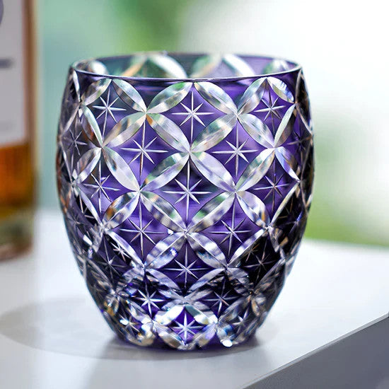 Crystal Violet Whiskey Glass from Kingwares - 10oz Capacity with Wooden Storage