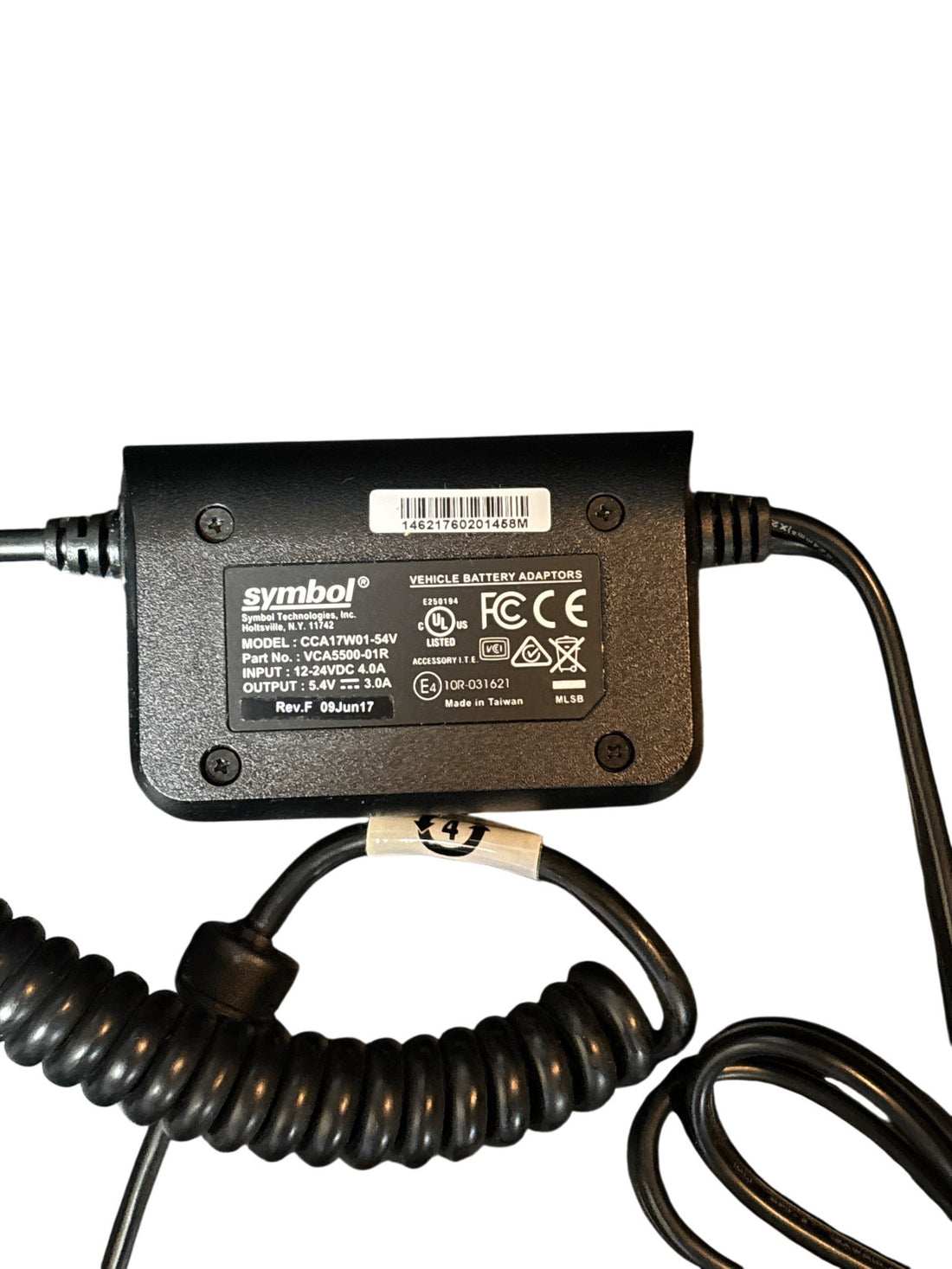 Car Charger For Symbol MC55 CCA17W01-54V VCA5500-01R Input 12-24VDC 4.0A - NWOT