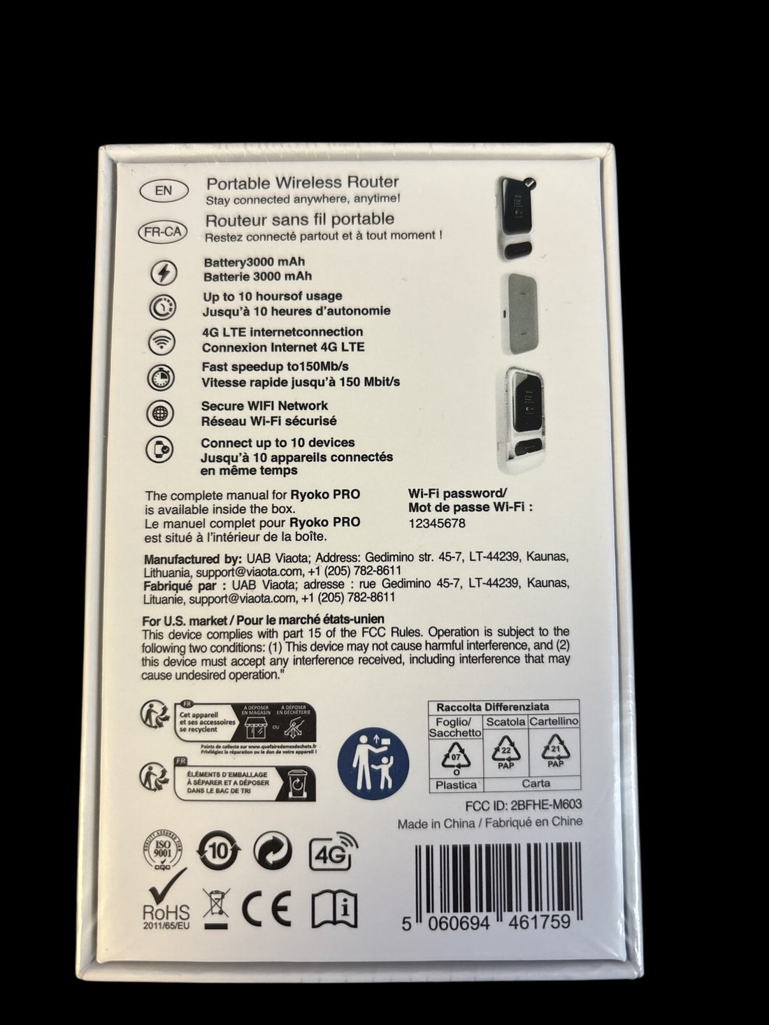 Ryoko Pro High-Speed Portable 4G LTE Wi-Fi Router - Brand New/Factory Sealed