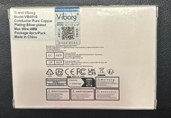 VIBORG VB401S PURE COPPER SILVER PLATED BANANA PLUG HIFI SPEAKER CABLE CONNECTOR