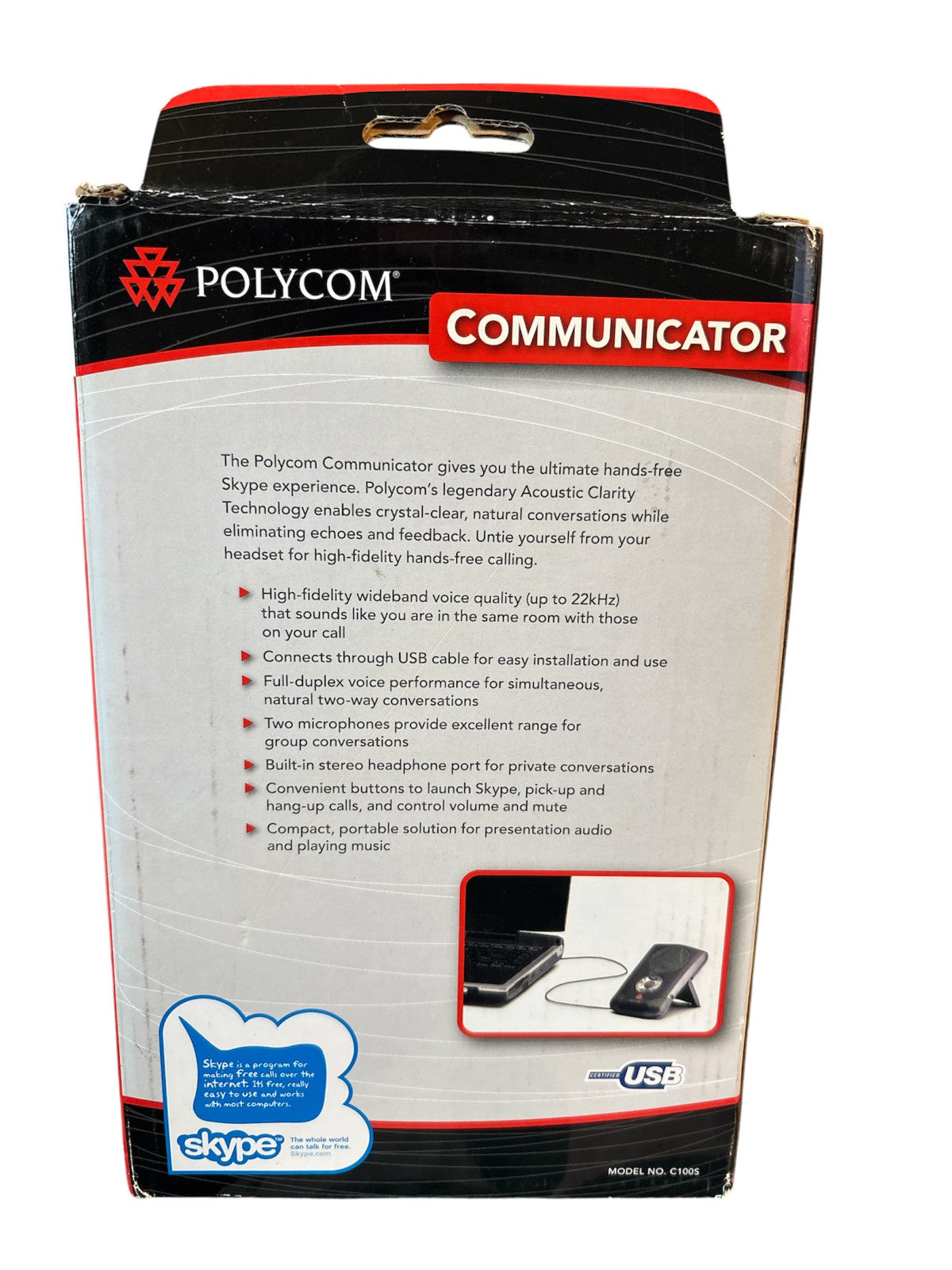 Polycom C100S 2201-44140-001 Communicator Speakerphone Mic/ Speaker Grey