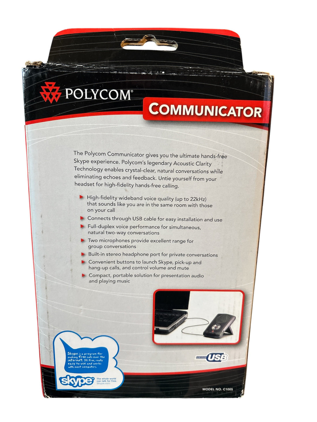 Polycom C100S 2201-44140-001 Communicator Speakerphone Mic/ Speaker Grey