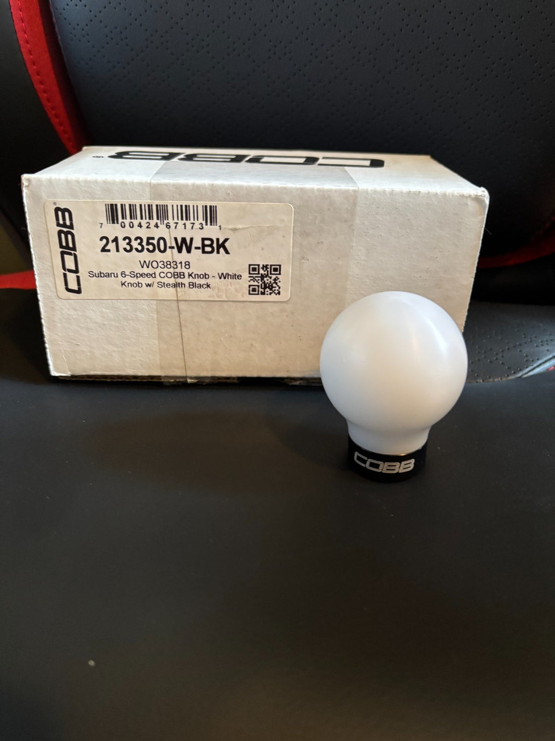 Subaru Subaru 6-Speed COBB Knob - White Knob w/ Stealth Black 213350-W-BK
