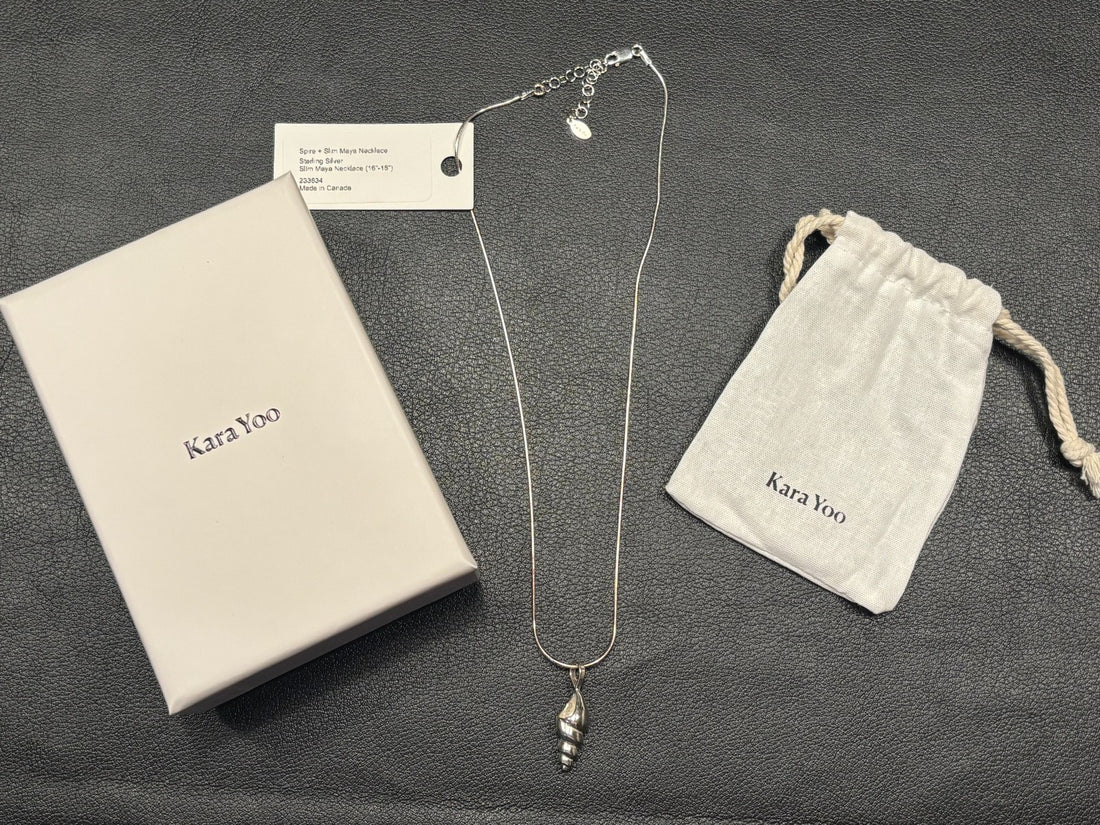 Kara Yoo Spire + Slim Maya Sterling Silver Necklace, Storage Bag  & Gift Box