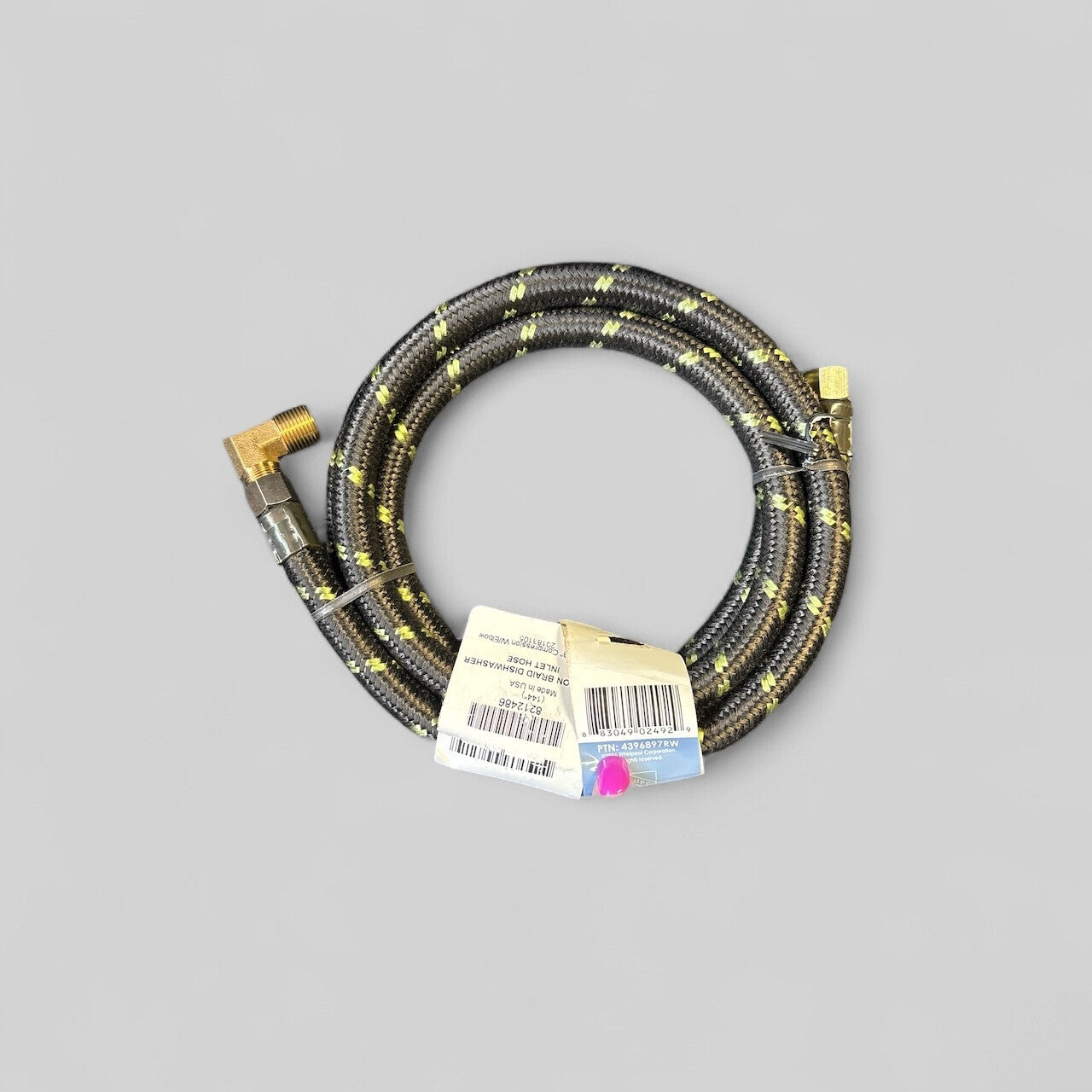 Whirlpool Dishwasher 4396897RW - 6', Black Nylon Braid Dishwasher Inlet Hose