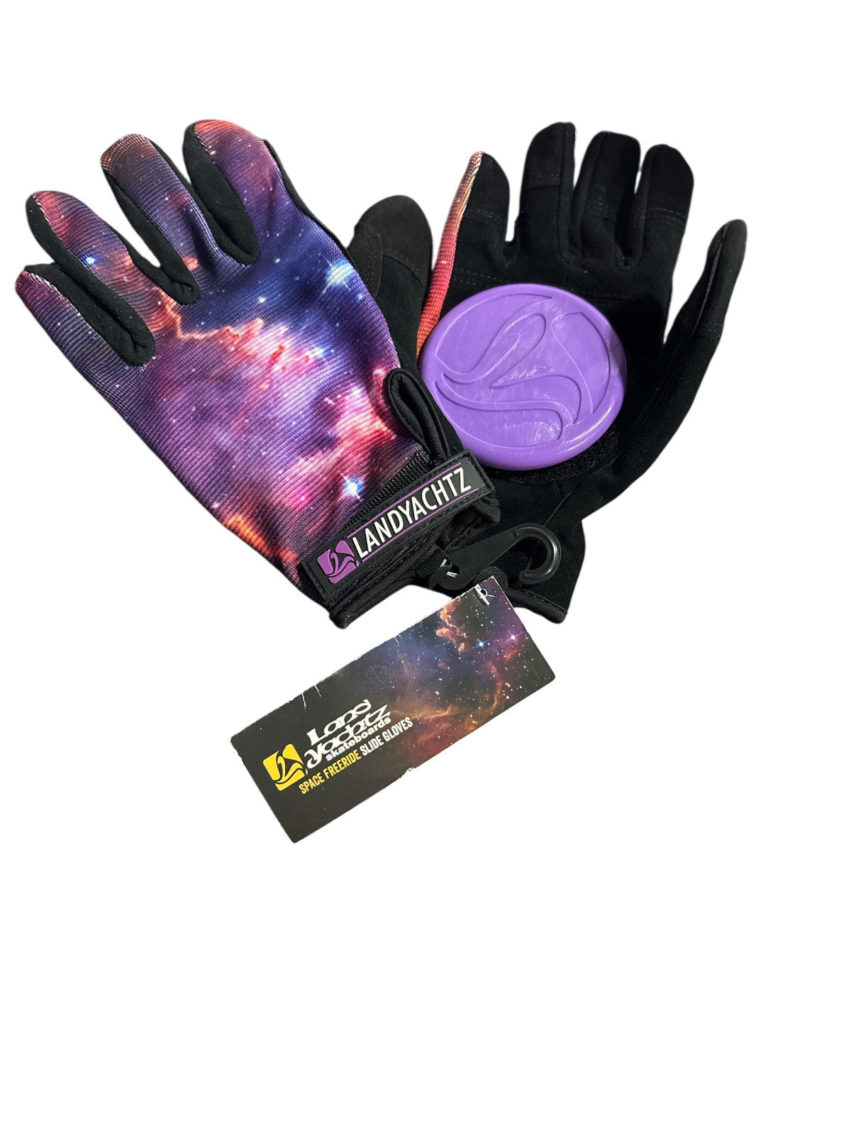 Landyachtz Space Leather Slide Gloves with Pucks Size Small Skateboard Longboard