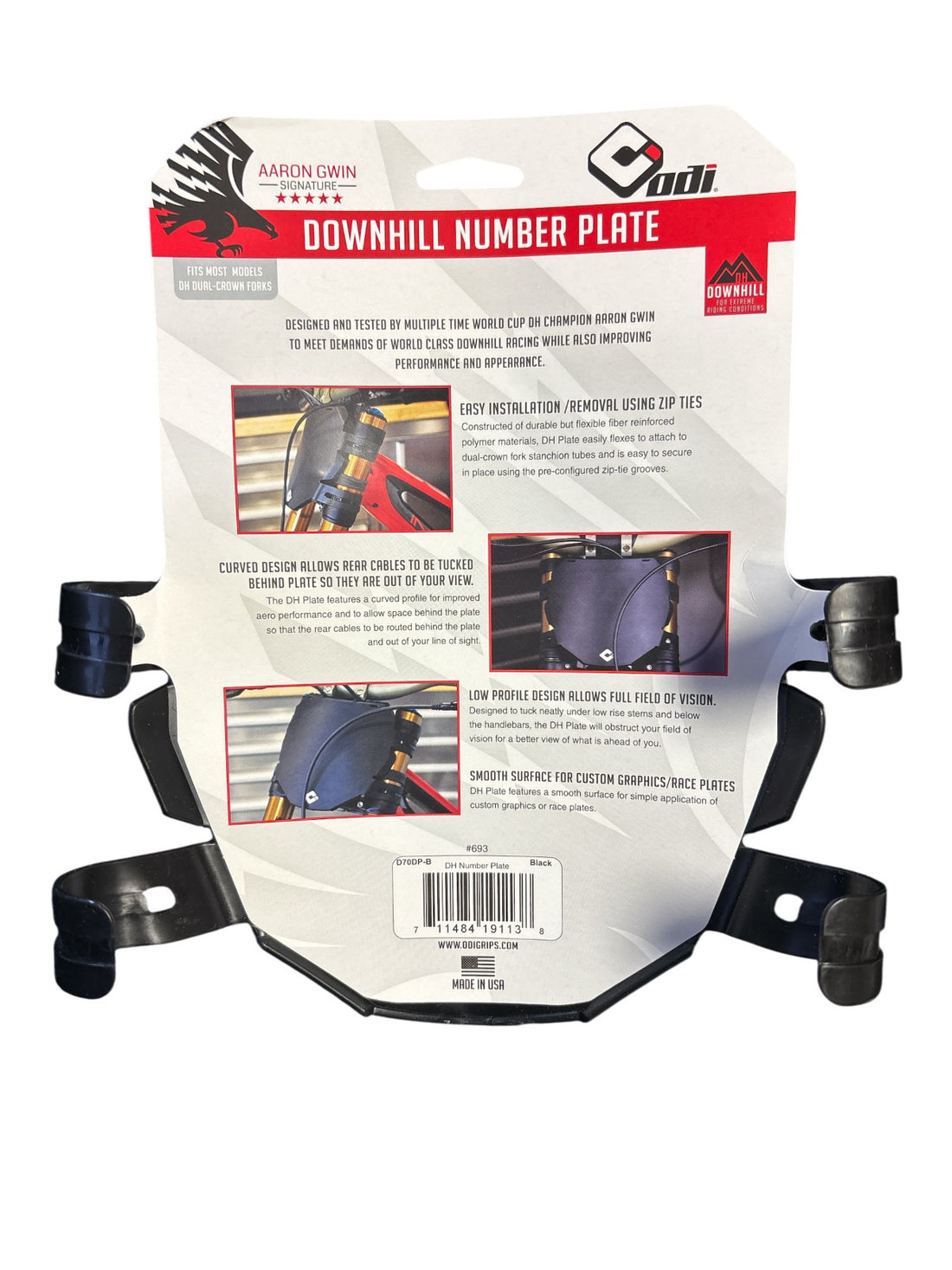 ODI D70DP-B Downhill Number Plate - Front - Aaron Gwin - Black