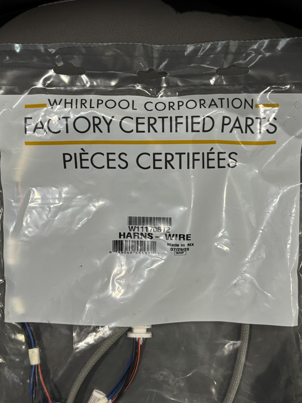 Whirlpool W11170612 Refrigerator Harns-Wire - SEALED
