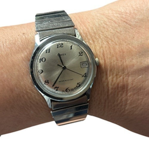 Timex Mens Dial England 27710 10580 + Date - Silver with gold face no scratches