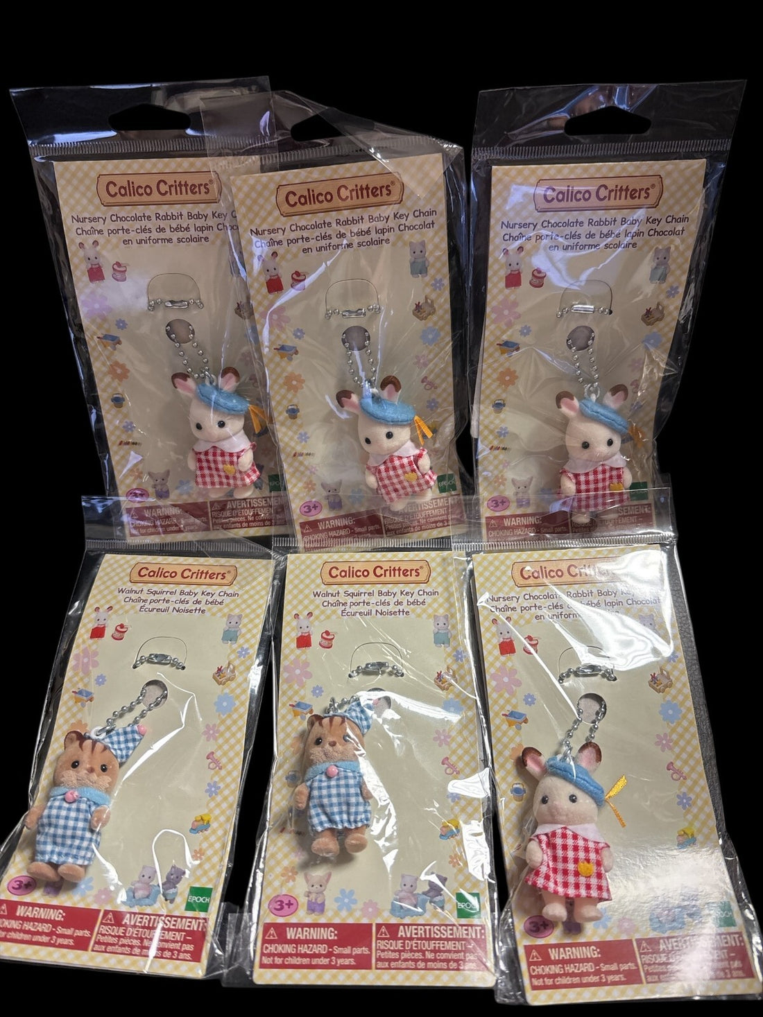 6 Pack Calico Critters Baby Key Chains (ages 3+)