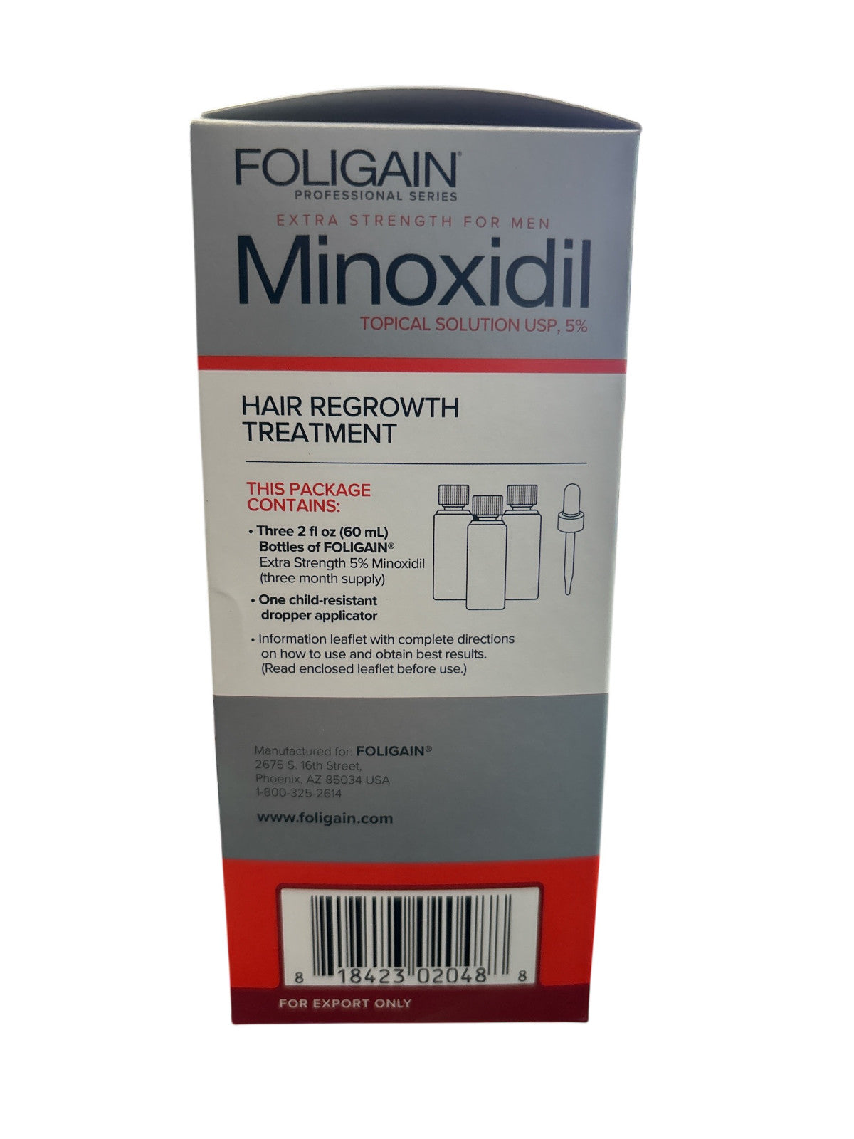 FOLIGAIN Extra Strenght  Minoxidil 5% Hair Regrowth Treatment For Men x 2 packs!