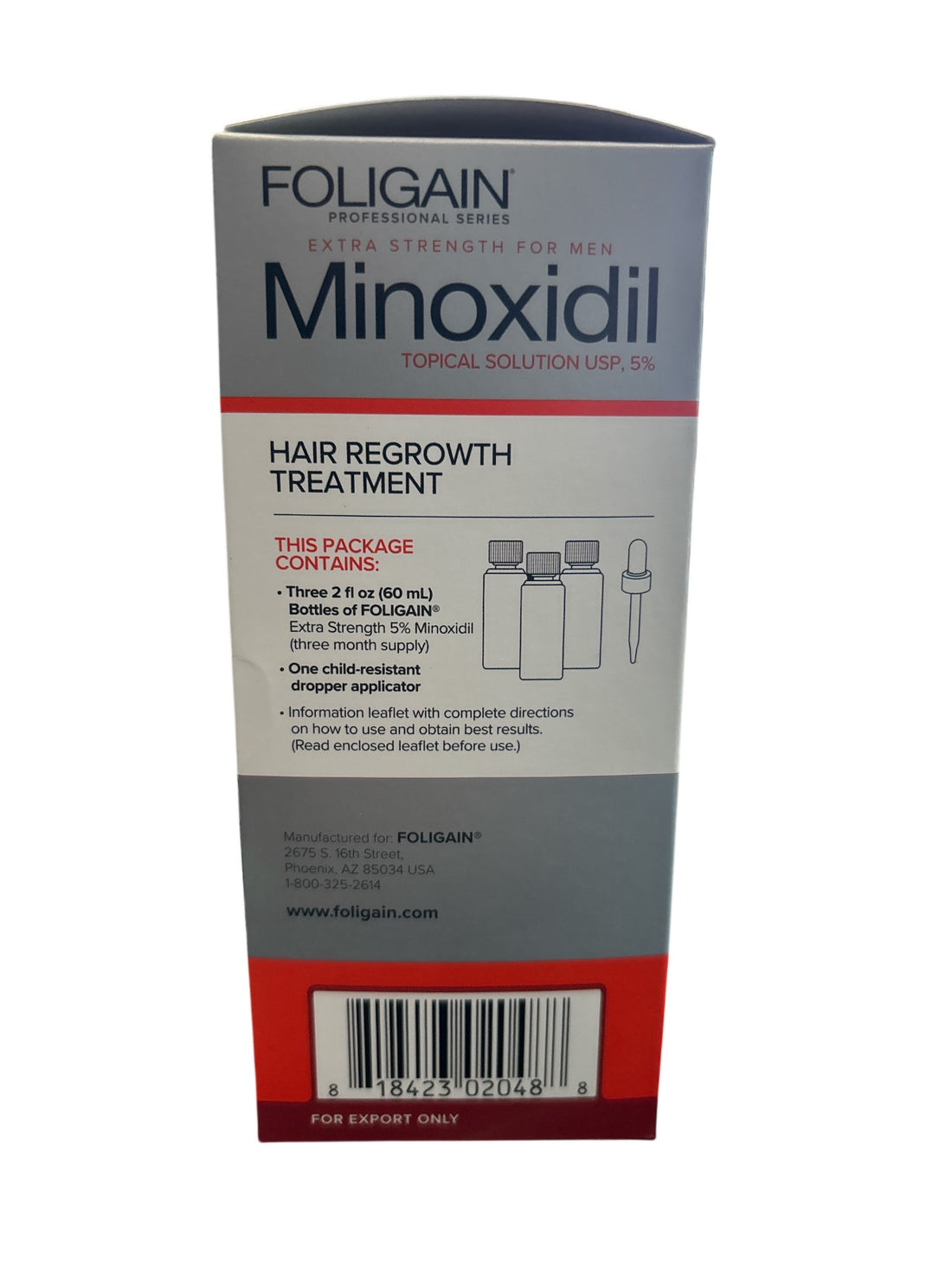 FOLIGAIN Extra Strenght  Minoxidil 5% Hair Regrowth Treatment For Men x 2 packs!