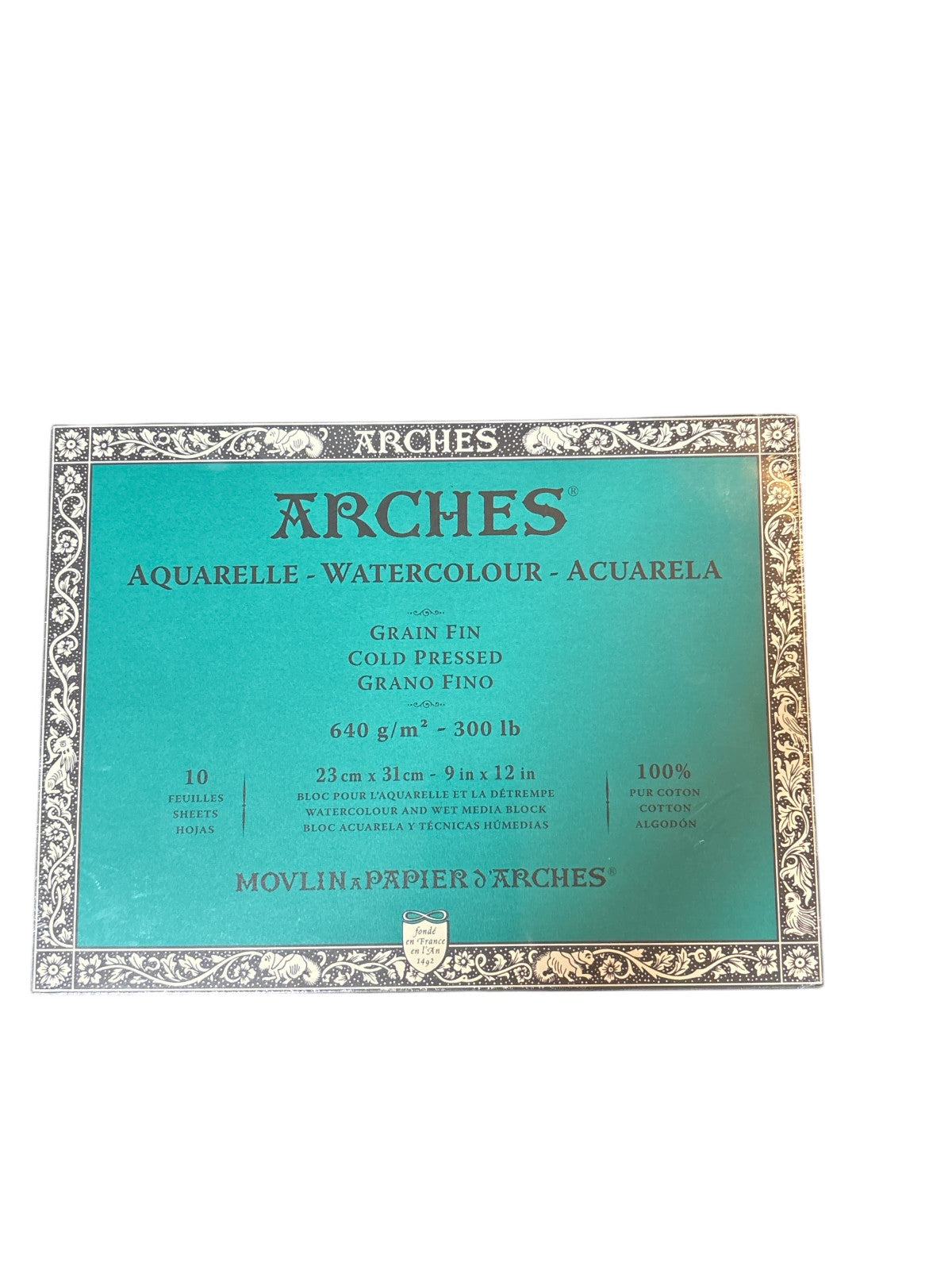 Arches Watercolour Cold Pressed 300lbs. 9”x12" 100% Cotton 10 Sheets NEW