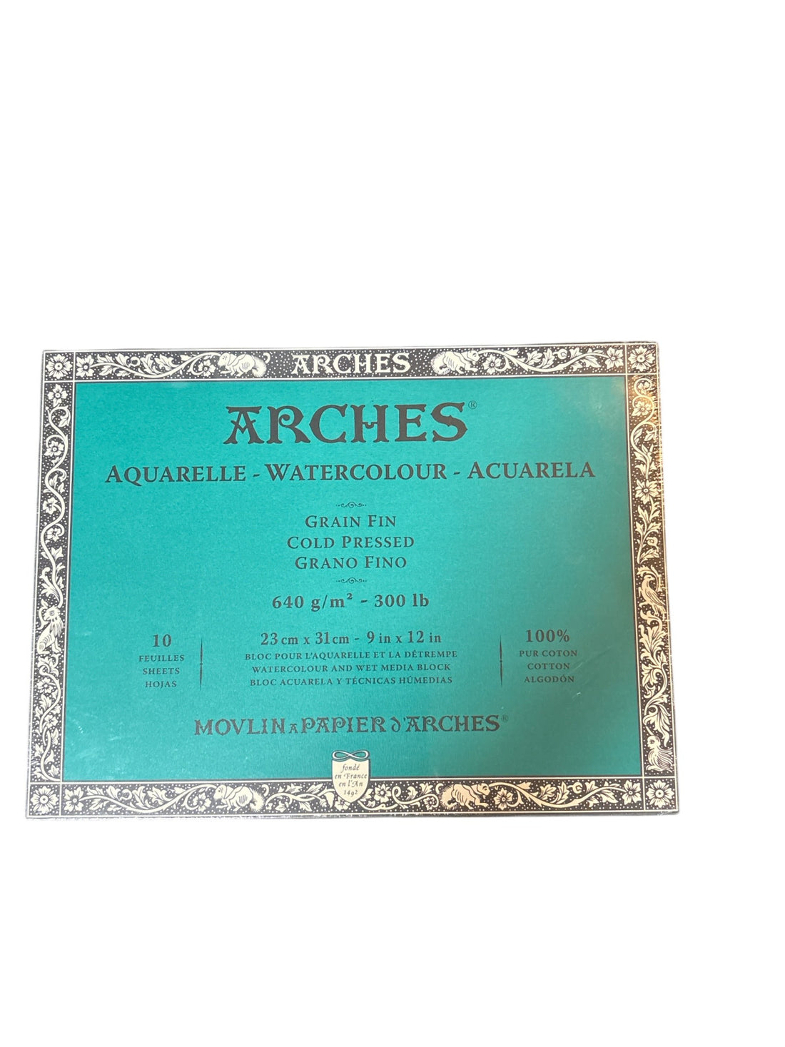 Arches Watercolour Cold Pressed 300lbs. 9”x12" 100% Cotton 10 Sheets NEW