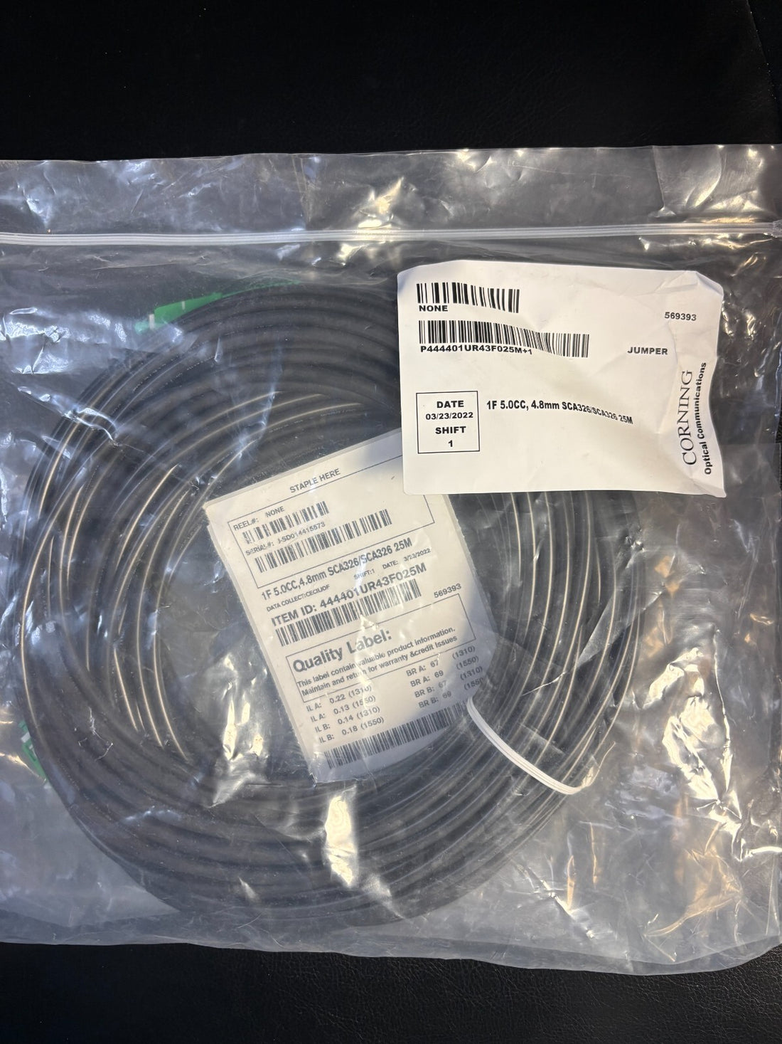 Corning 444401UR43F025M Fiber Optic Patch Cable 25M NEW