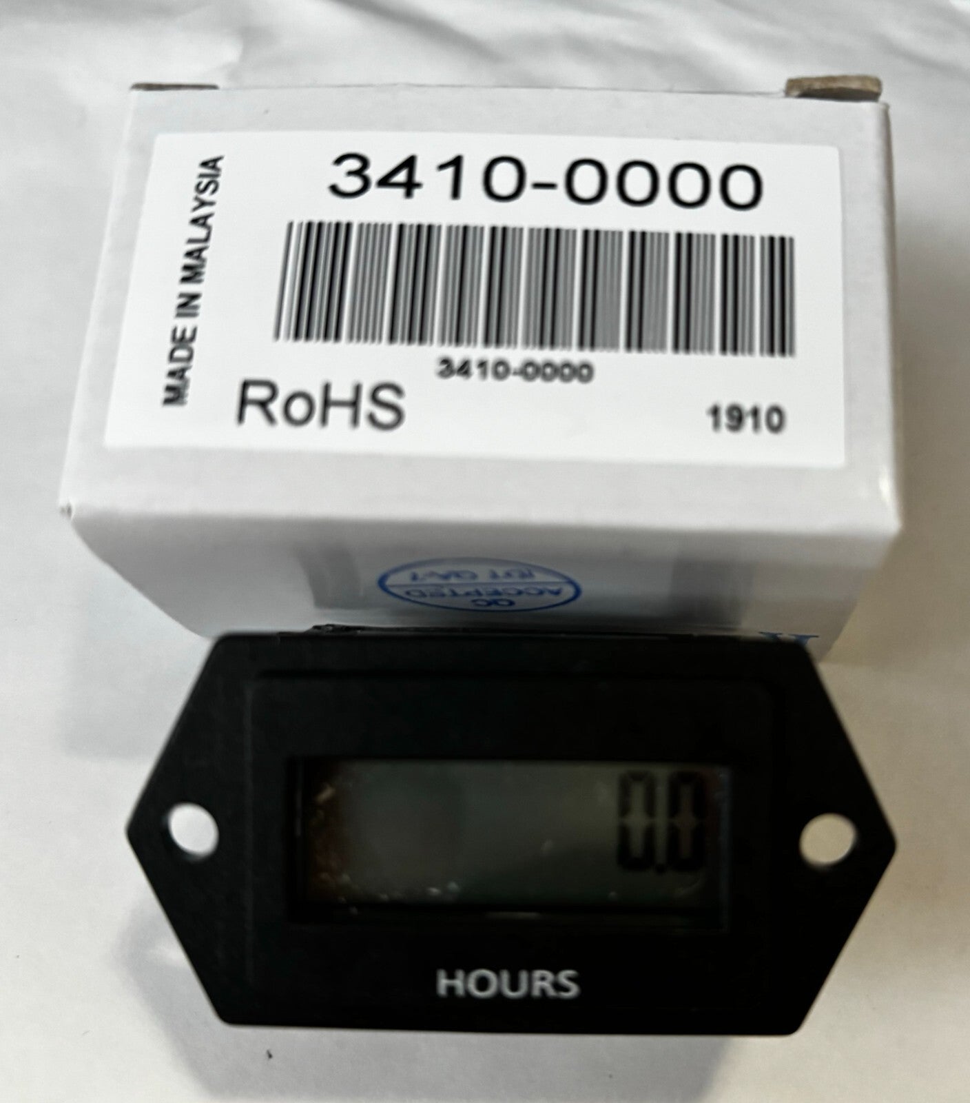 Trumeter Hour Meter 3410-0000 2-Hole Rectangular LCD. NEW!