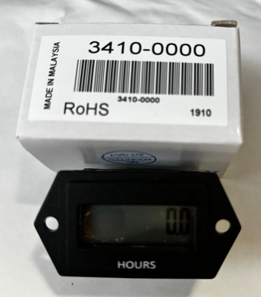 Trumeter Hour Meter 3410-0000 2-Hole Rectangular LCD. NEW!