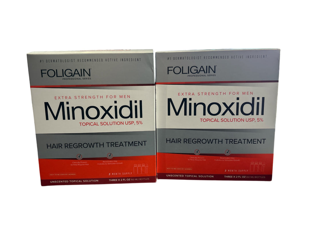 FOLIGAIN Extra Strenght  Minoxidil 5% Hair Regrowth Treatment For Men x 2 packs!