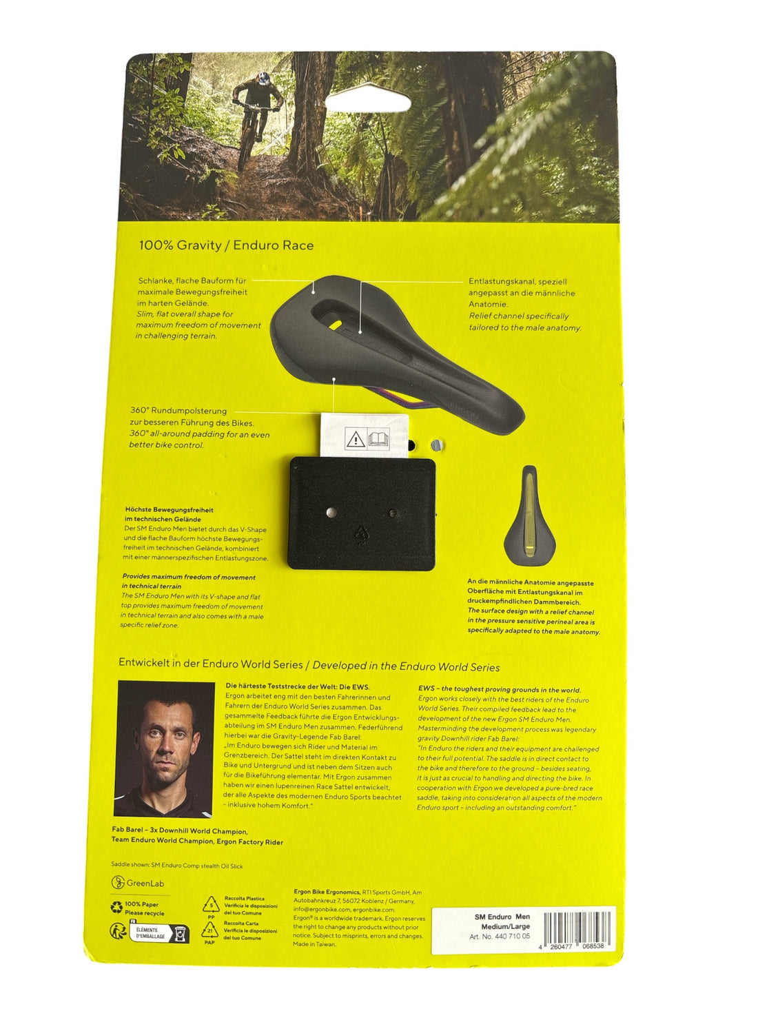Ergon SM Enduro Saddle - Black Medium/Large Mens Synthetic, Chromoly Rails