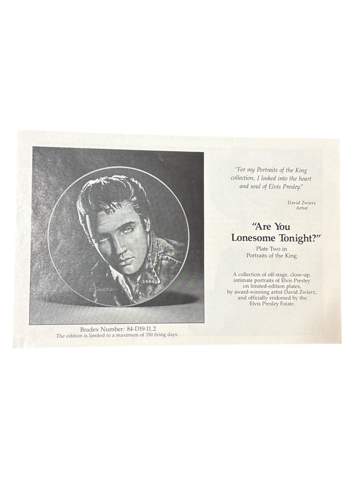 BRADEX "ARE YOU LONESOME TONIGHT?" PLATE TWO IN PORTRAITS OF A KING