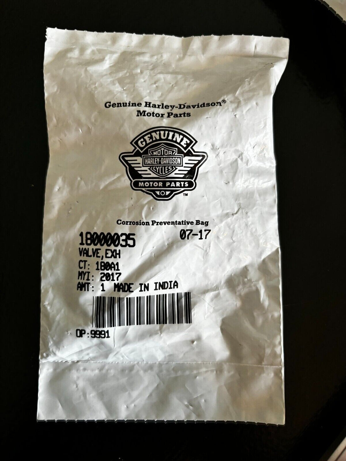HARLEY DAVIDSON VALVE,EXH 18000035