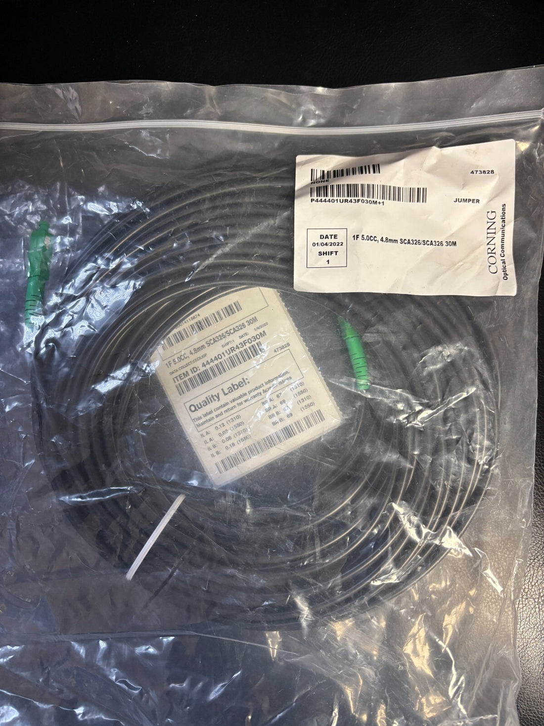 Corning 444401UR43F030M Fiber Optic Patch Cable 30M NEW