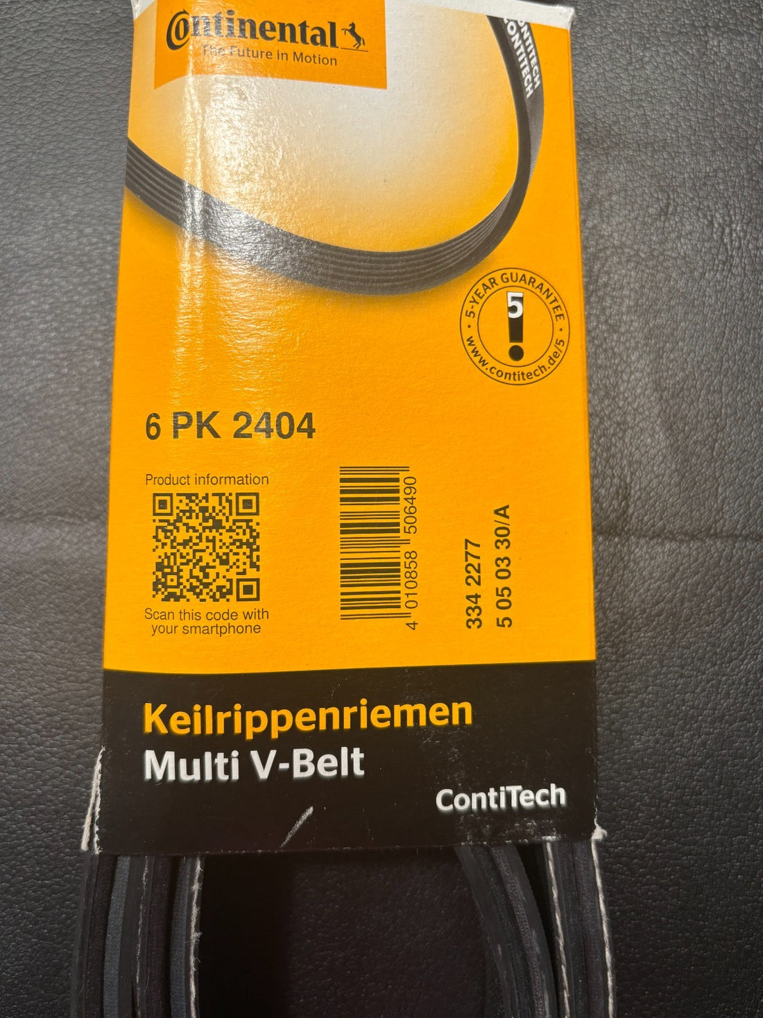 ContiTech V-Ribbed Belt - 6PK2404 , 6 Ribs - Fan Belt Alternator, Drive Belt NEW