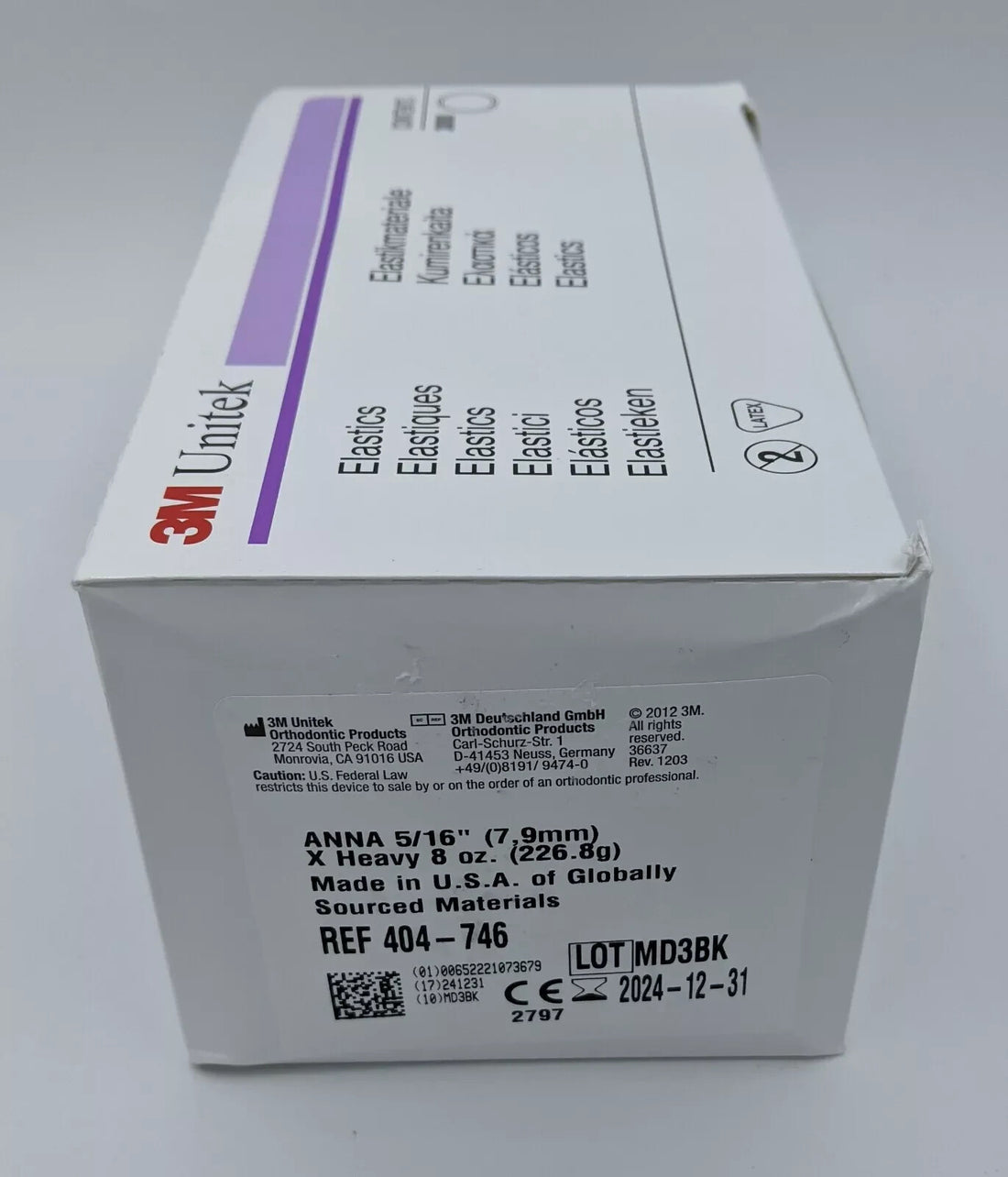 3M Unitek Orthodontic Elastics,ANNA 404-746 5/16in,7.9mm Heavy 8oz (Box of 3000)