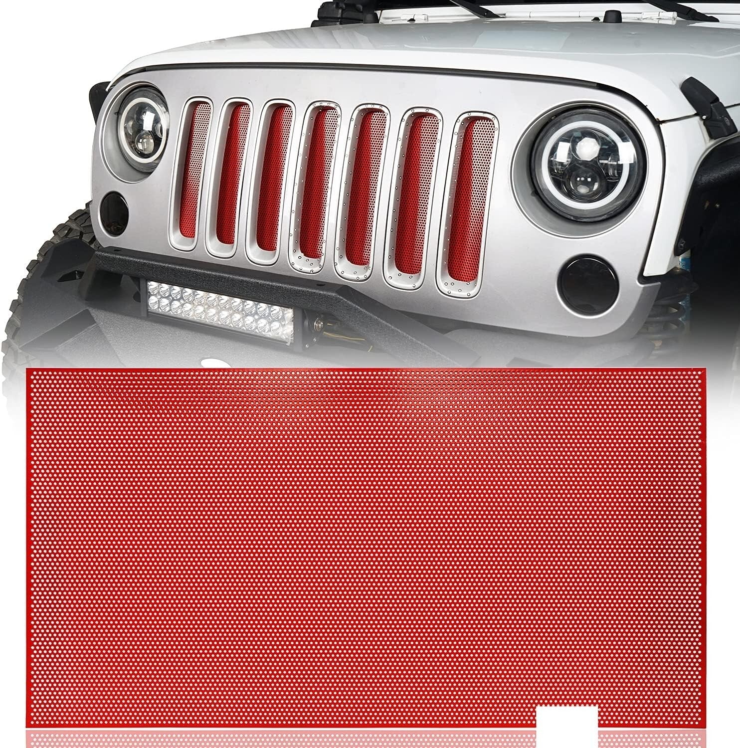HOOKE ROAD MMR.22339 RED FRONT GRILLE MESH INSERT, WRANGLER JK 2007-2018 NEW
