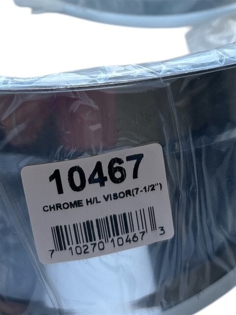 Headlight Visor for Round 7" Headlight Universal Fit Chrome 8" Base 10467 2 PACK