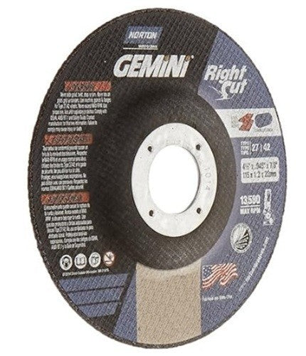 (QTY 25) Norton Gemini 42026: 4-1/2"x0.045"x7/8" Cut-Off Wheel Metal-Stainless