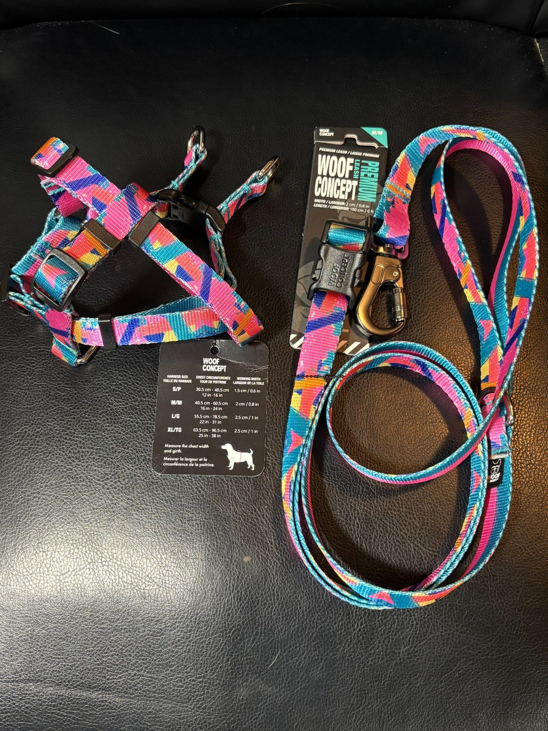 Woof Concept Ultra Dog Leash - 6 ft Medium  & Harness Small both NWT