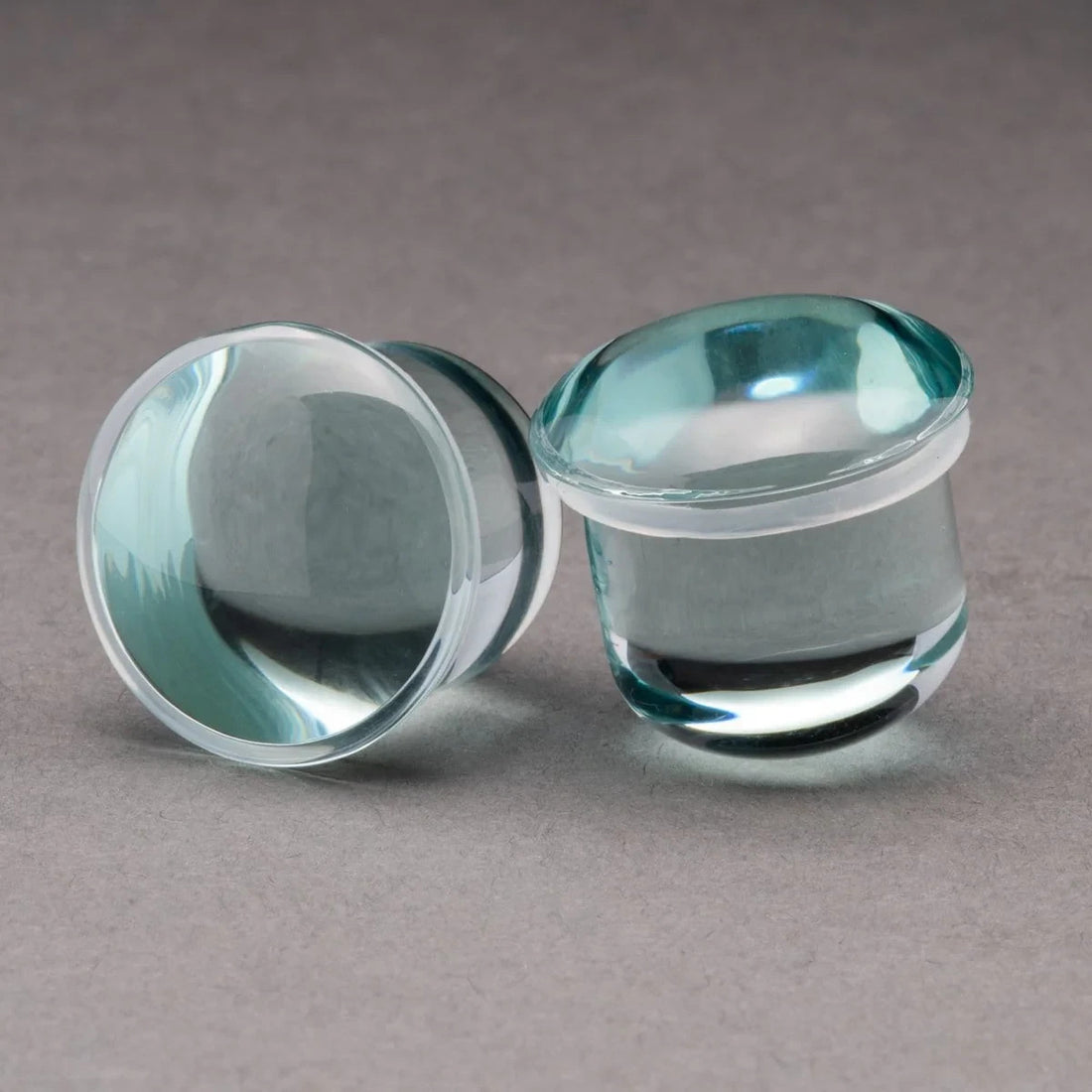 2 PAIR of Single Flare Glass Plugs - 18mm & 21mm sets - NEW