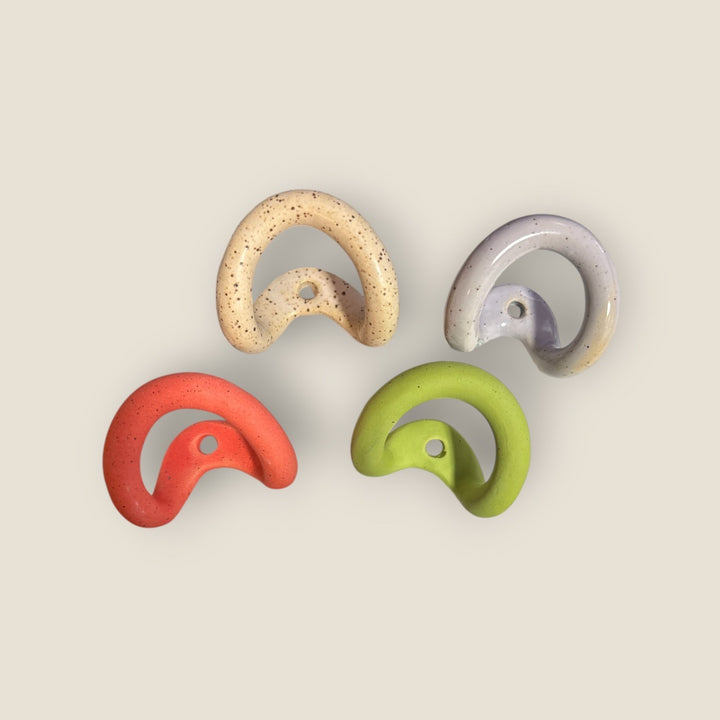 CERAMIC HOOKS - SET OF 4 - NO HARDWARE -2 X 2 X 1.5 INCHES