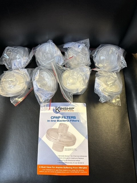 Kinship CPAP Filters in-line Bacteria Filters, 8 pieces BBD 08/2026